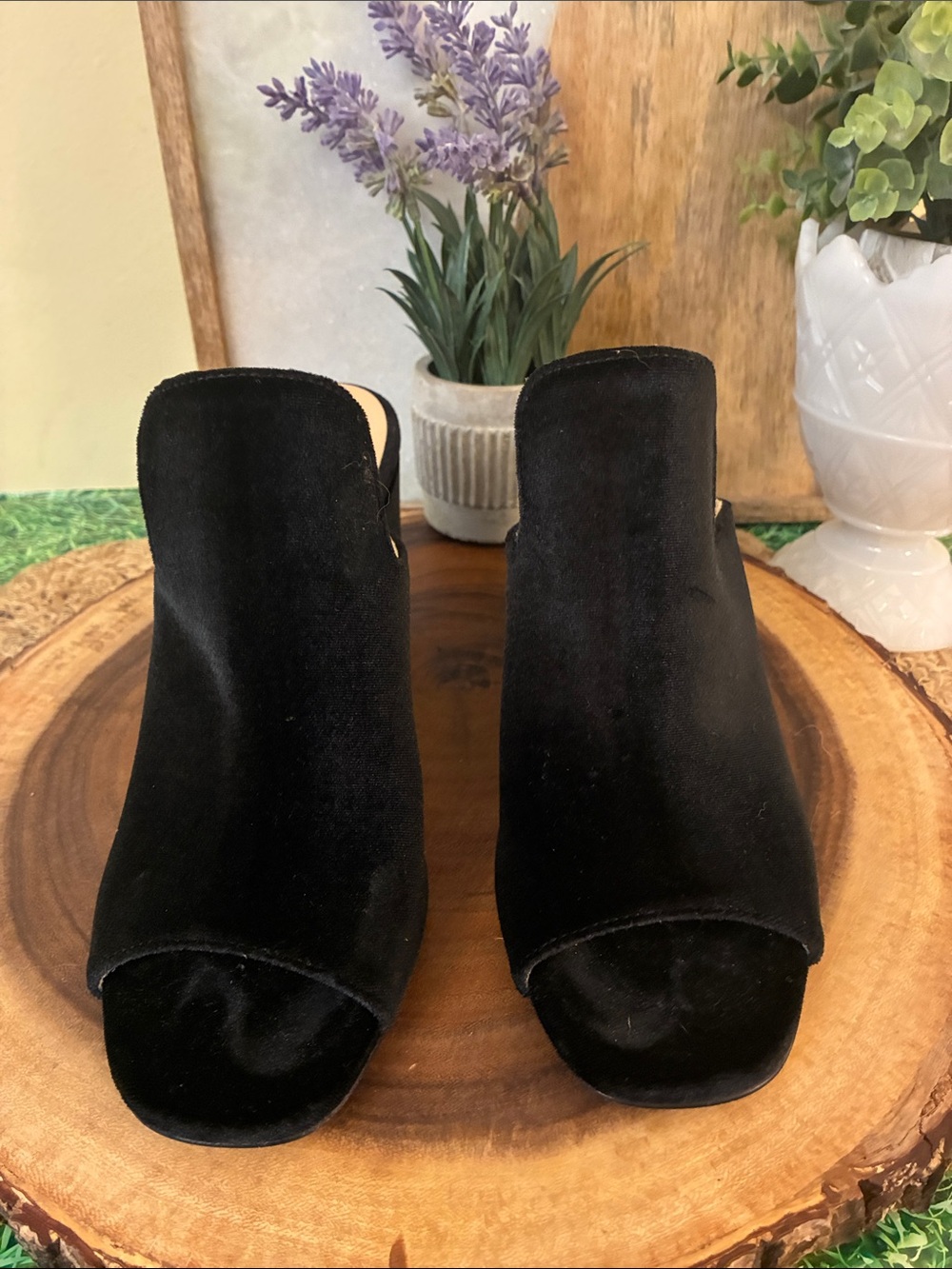 Giampaolo Viozzi, Velvet Black Suede Open-Toe Block Heel Mules - Picture 2 of 12